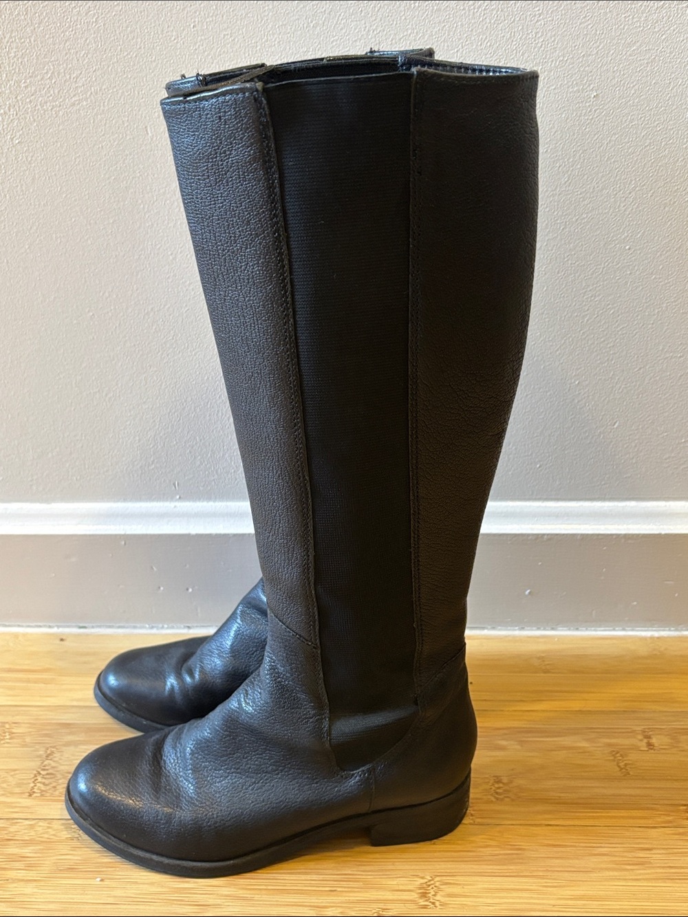 Cole-Haan Nike Air Black Knee Length Leather Boots